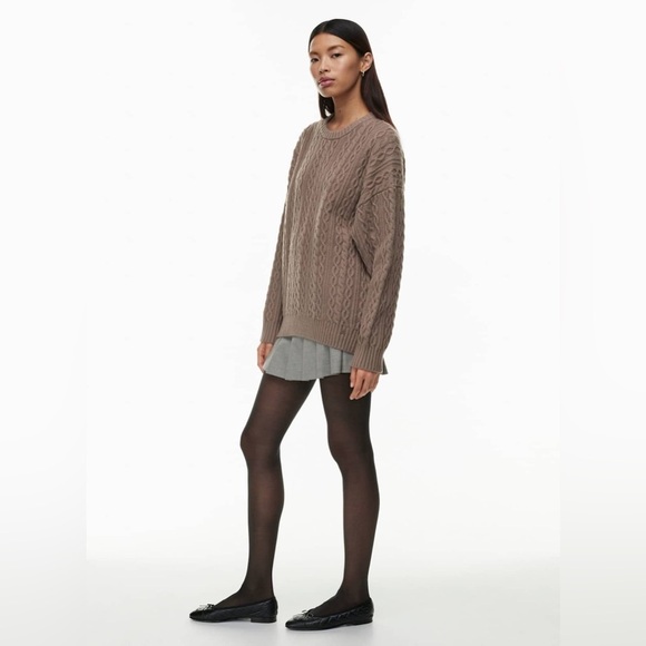 Sunday Best Women's Medium Peggy Sweater Cable Knit Oversized Deep Taupe Neutral - Picture 4 of 16